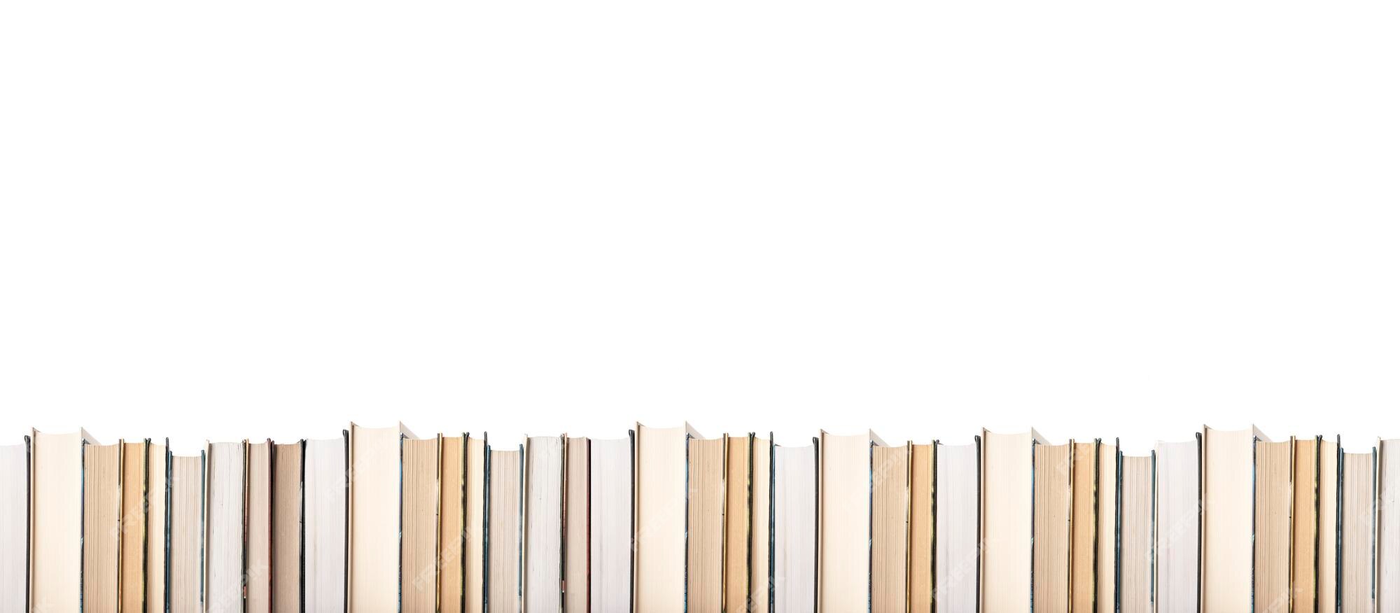 Row of books turned spines out on shelf